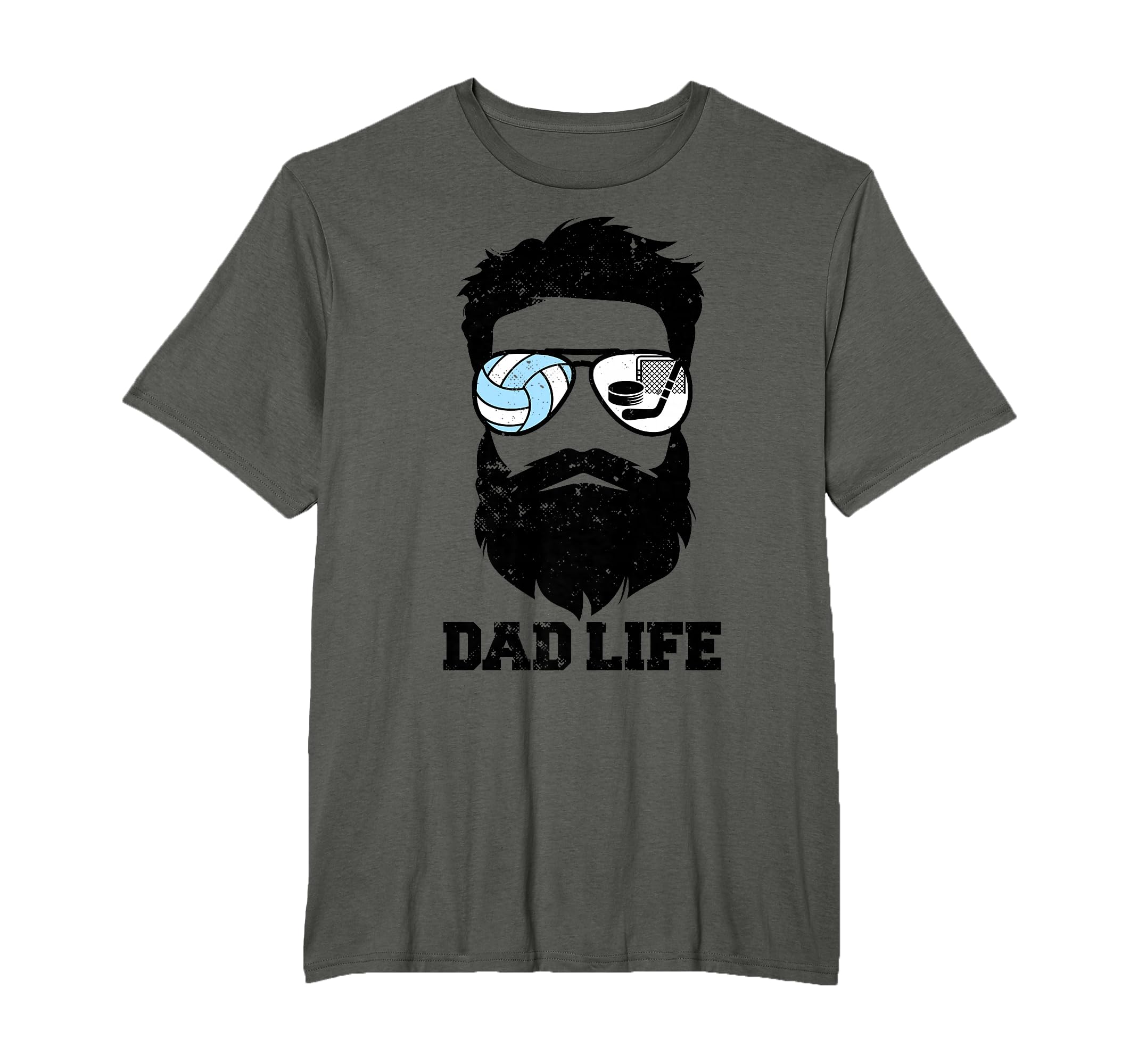 Volleyball Hockey Dad Messy Hair Beard T-Shirt - Graphic Print Unisex - T-Shirt, Sweatshirt, Hoodie