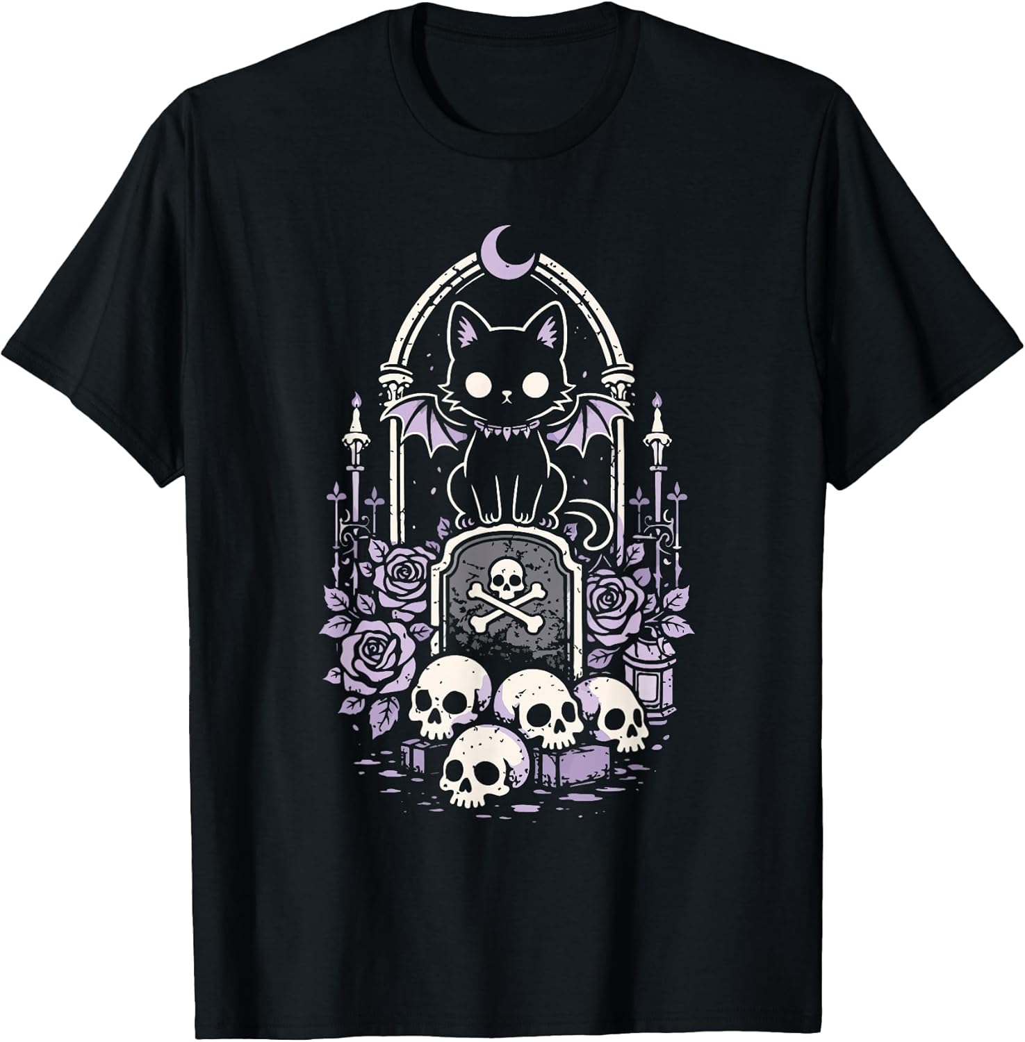 Cat Kitty Vampire Skull Creepy Cute Kawaii Goth - Adult & Kids T-Shirts, Sweatshirts & Hoodies apparel design preview 1