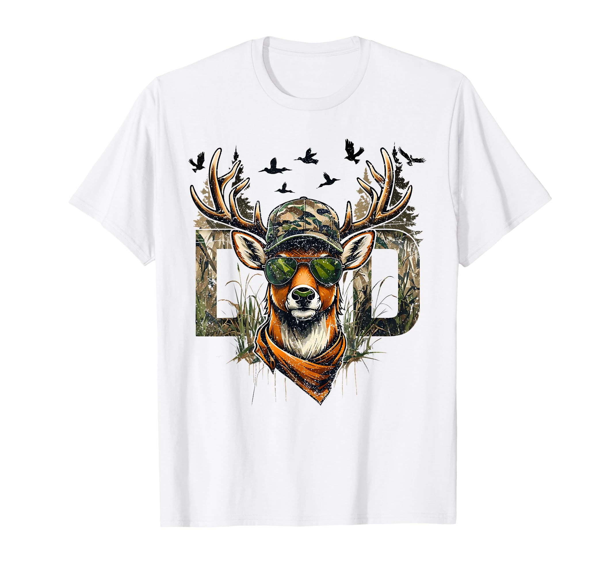 Old School Camo Dad Hunting Deer Fathers T-Shirt - Novelty Apparel Unisex - T-Shirt, Sweatshirt, Hoodie