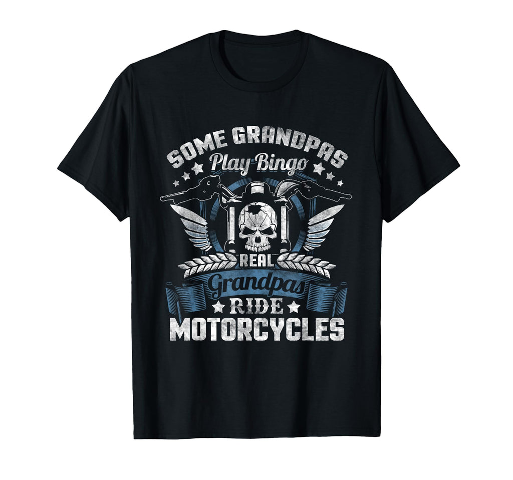 Real Grandpa Biker Fathers Day Skull T-Shirt - Novelty Apparel for Adults - T-Shirt, Sweatshirt, Hoodie