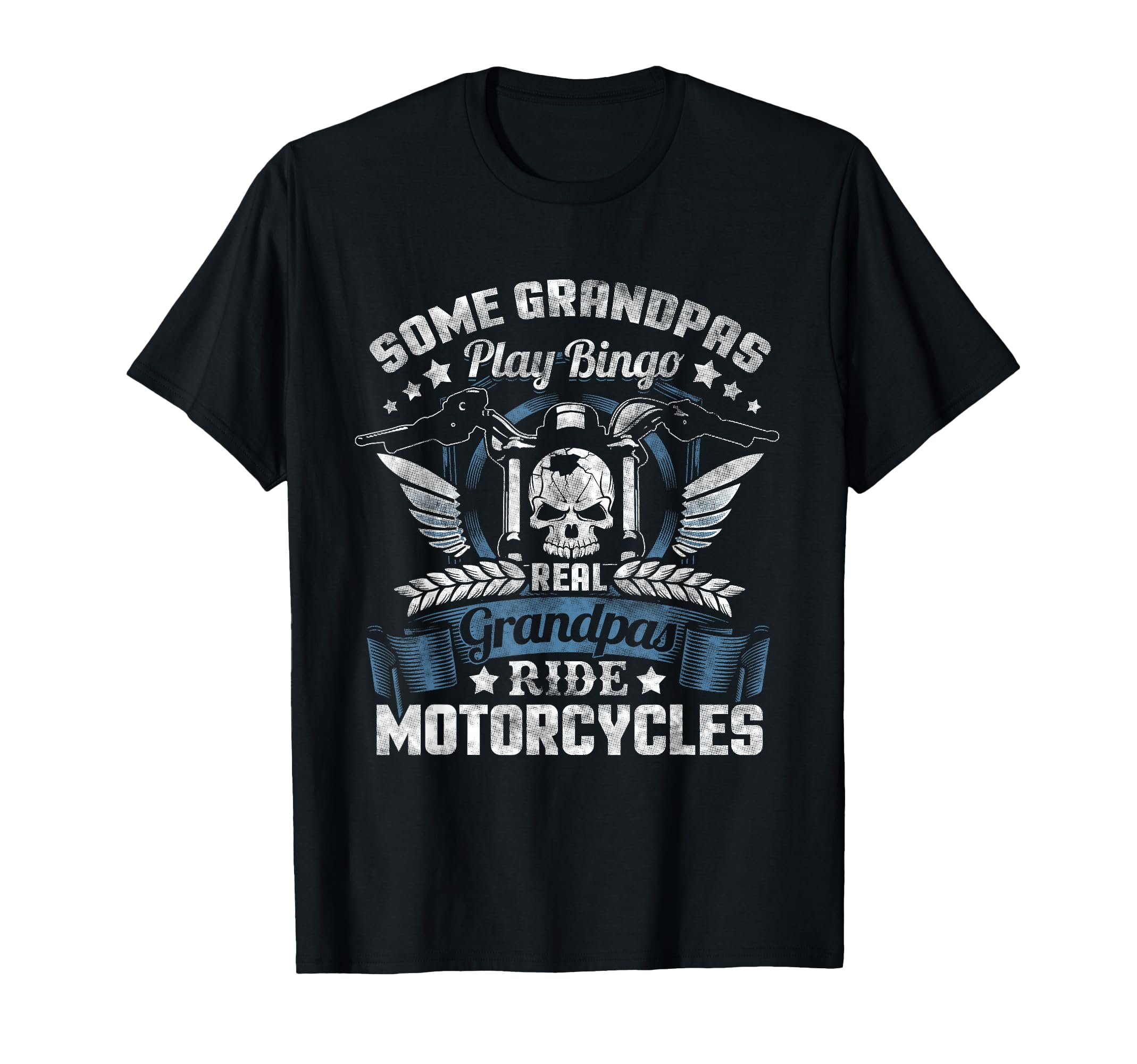 Real Grandpa Biker Fathers Day Skull T-Shirt - Novelty Apparel for Adults - T-Shirt, Sweatshirt, Hoodie
