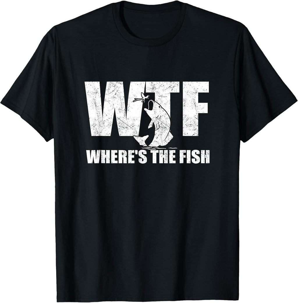 WTF Where's The Fish Men's Funny Fishing Gifts - Adult & Kids T-Shirts, Sweatshirts & Hoodies apparel design preview 1