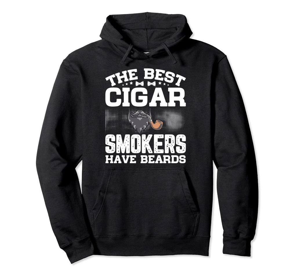 Bearded Cigar Smoker Smokers Party Hoodie - Minimalist Print Men Women - T-Shirt, Sweatshirt, Hoodie
