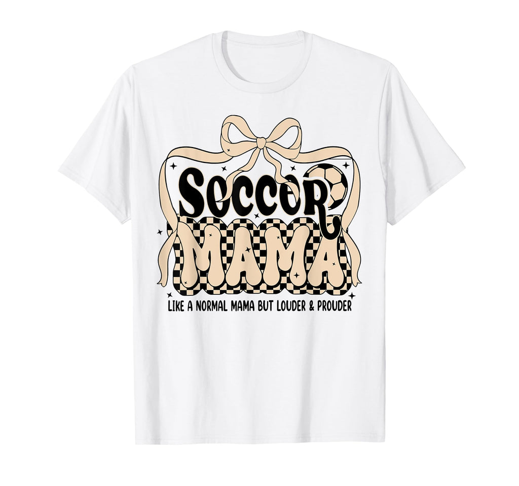 Soccer Mama Coquette Checkered Mom T-Shirt - Trendy Graphic for Adults - T-Shirt, Sweatshirt, Hoodie