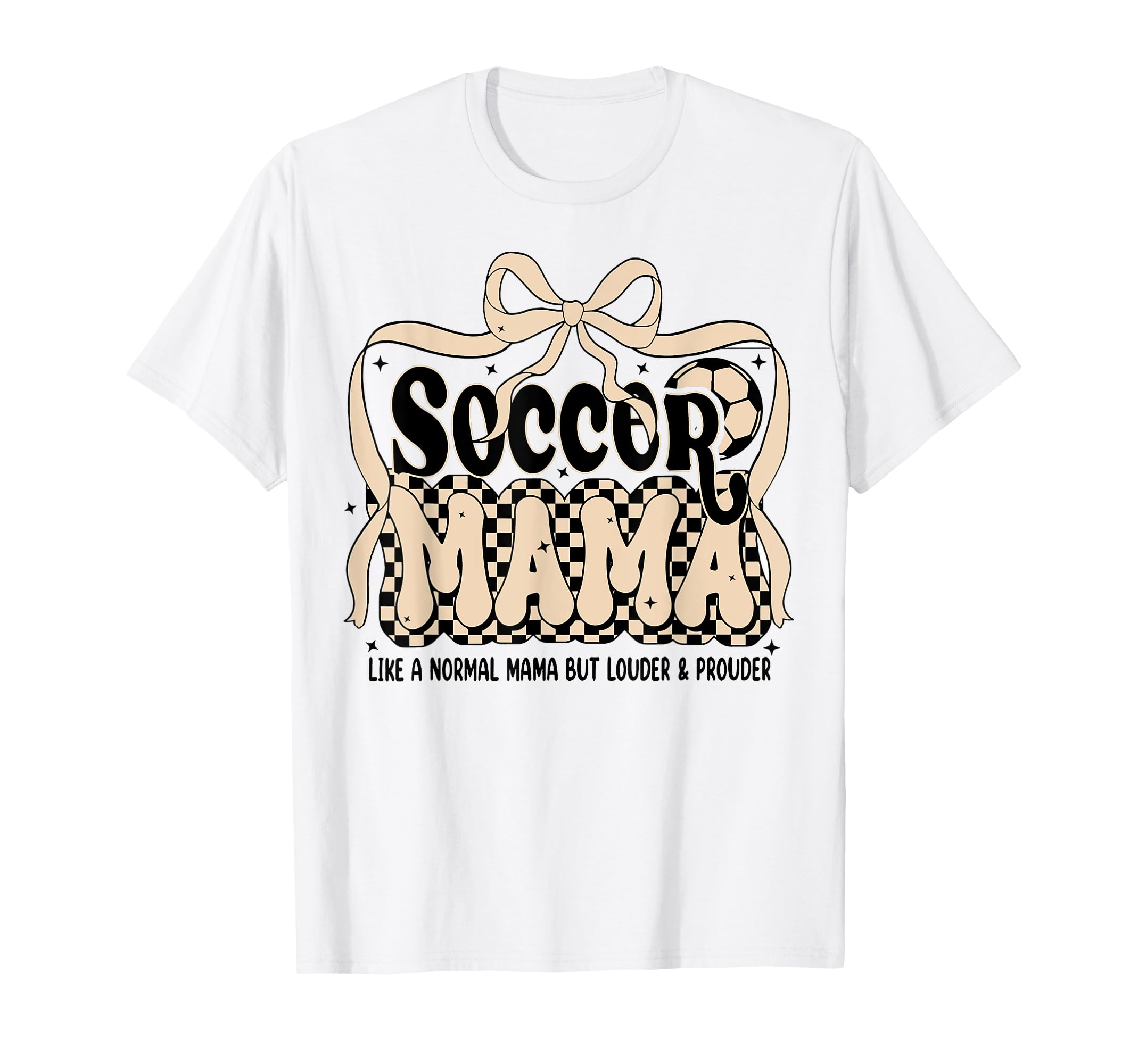 Soccer Mama Coquette Checkered Mom T-Shirt - Trendy Graphic for Adults - T-Shirt, Sweatshirt, Hoodie