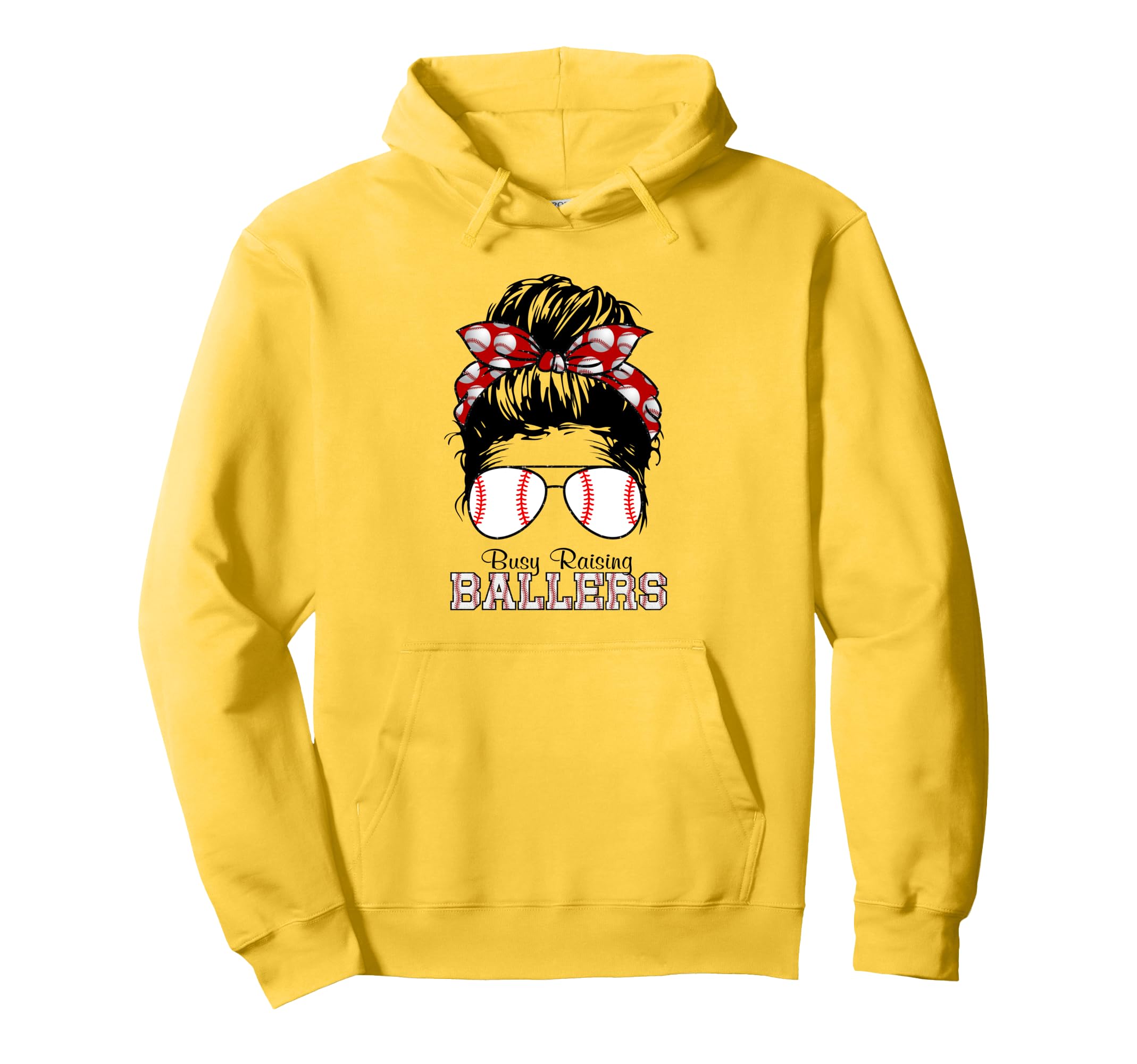 Busy Raising Ballers Messy Bun Funny Hoodie - Unique Graphic Men Women - T-Shirt, Sweatshirt, Hoodie