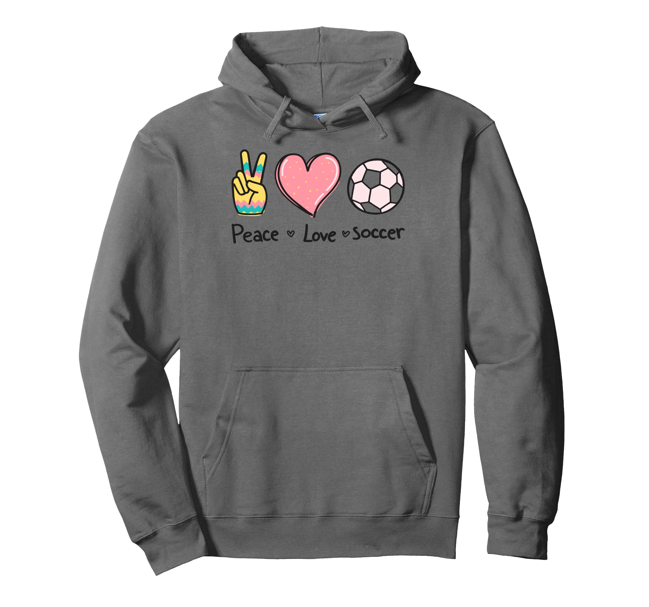 Peace Love Soccer Football Soccer Player Hoodie - Trendy Graphic Unisex - T-Shirt, Sweatshirt, Hoodie
