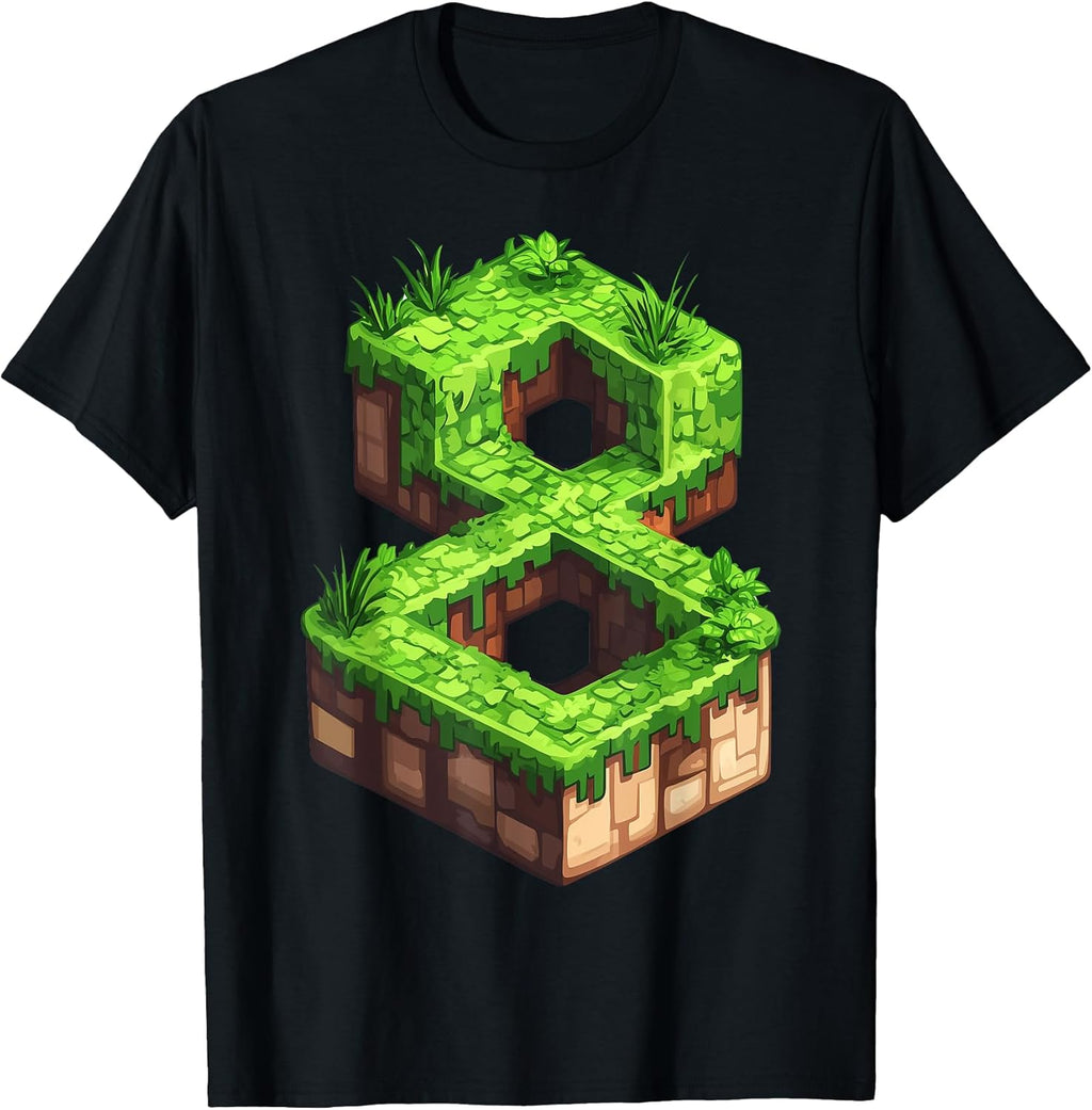 Fun 8th Birthday Number 8 Video Gamer Pixel Themed - Adult & Kids T-Shirts, Sweatshirts & Hoodies apparel design preview 1