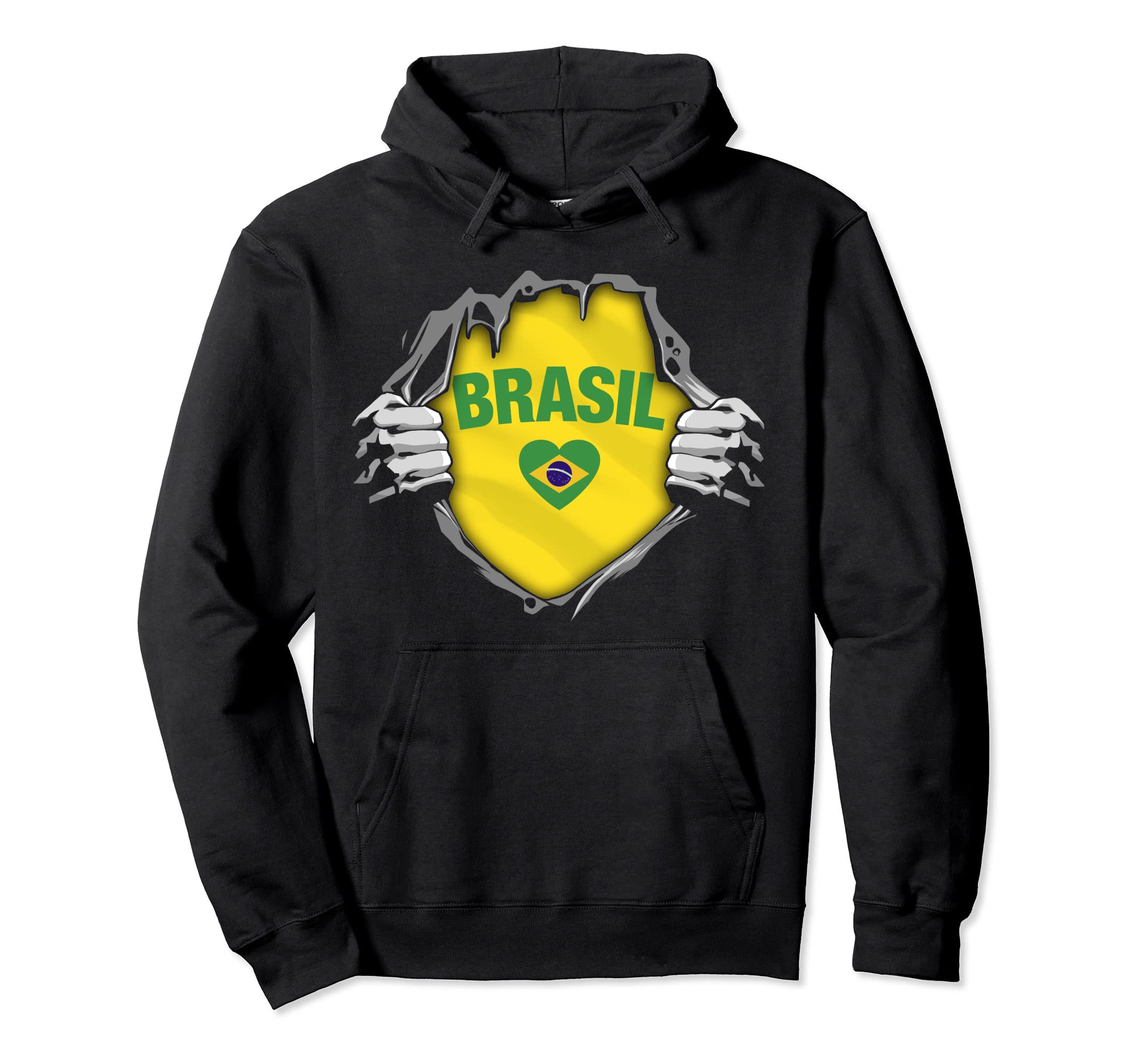 Brazil National Flag I Love Brasil Hoodie - Fun Novelty Design Unisex - T-Shirt, Sweatshirt, Hoodie