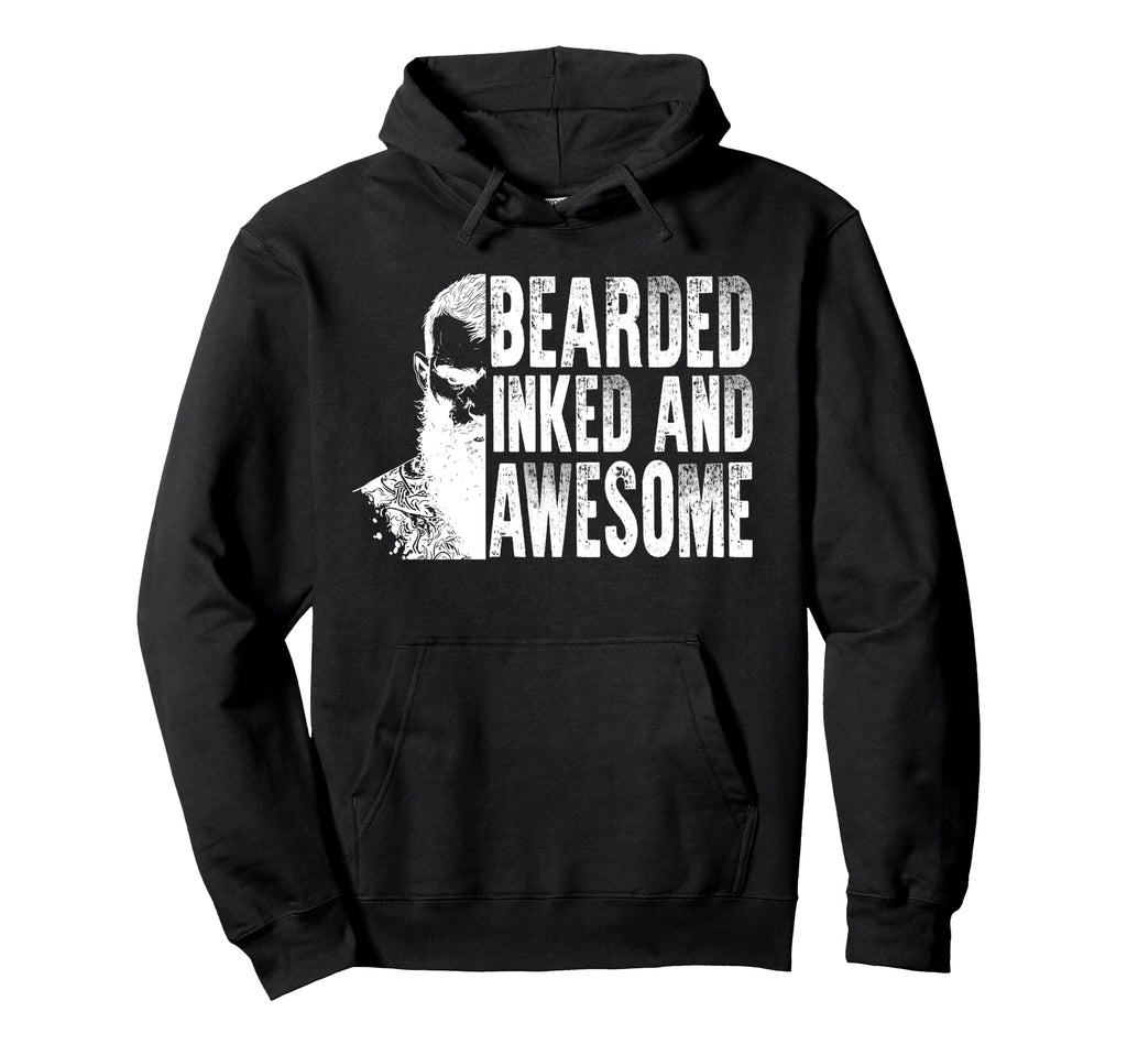 Bearded Inked And Awesome Tattooed Dad Hoodie - Minimalist Print Unisex - T-Shirt, Sweatshirt, Hoodie