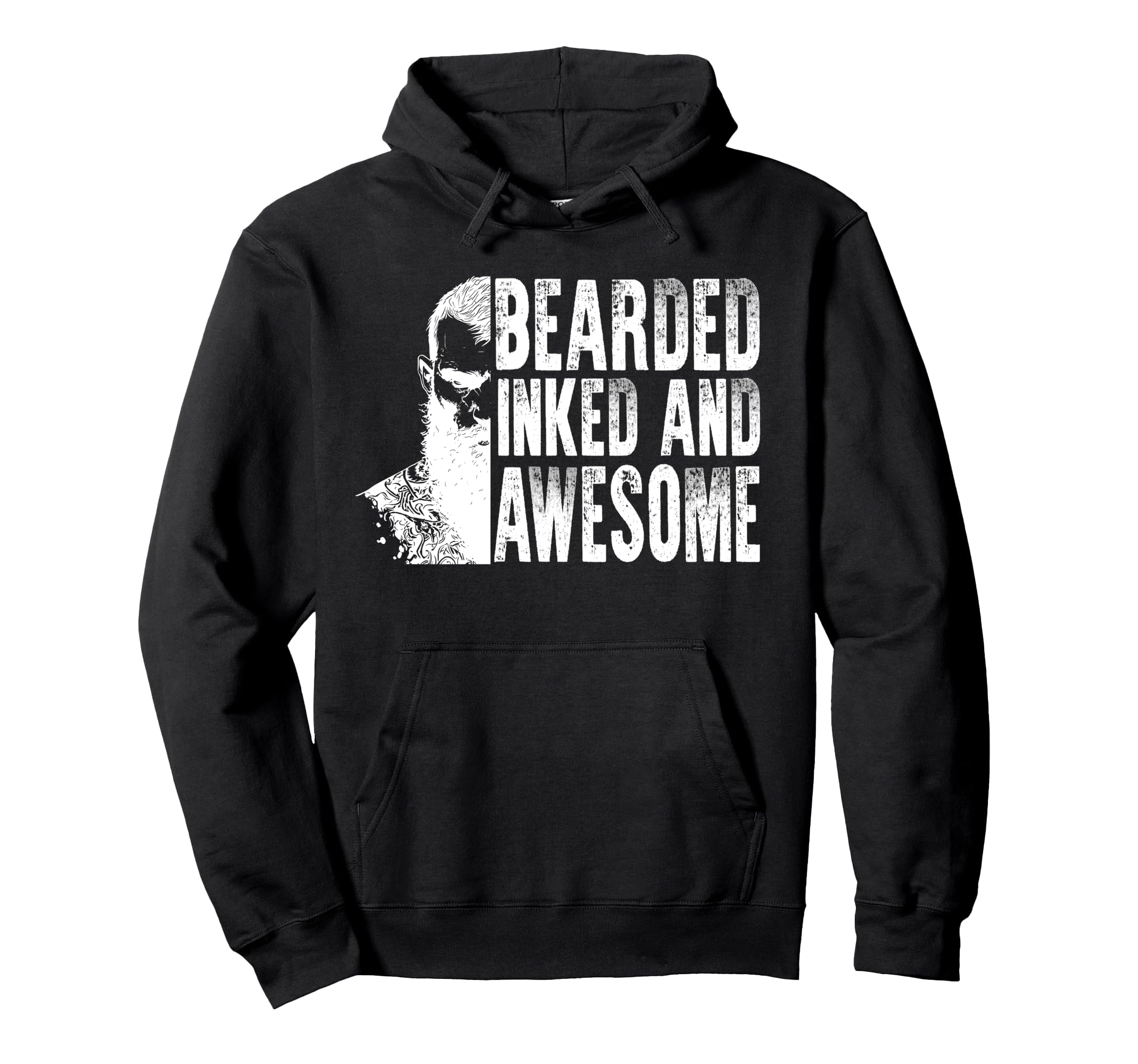 Bearded Inked And Awesome Tattooed Dad Hoodie - Minimalist Print Unisex - T-Shirt, Sweatshirt, Hoodie