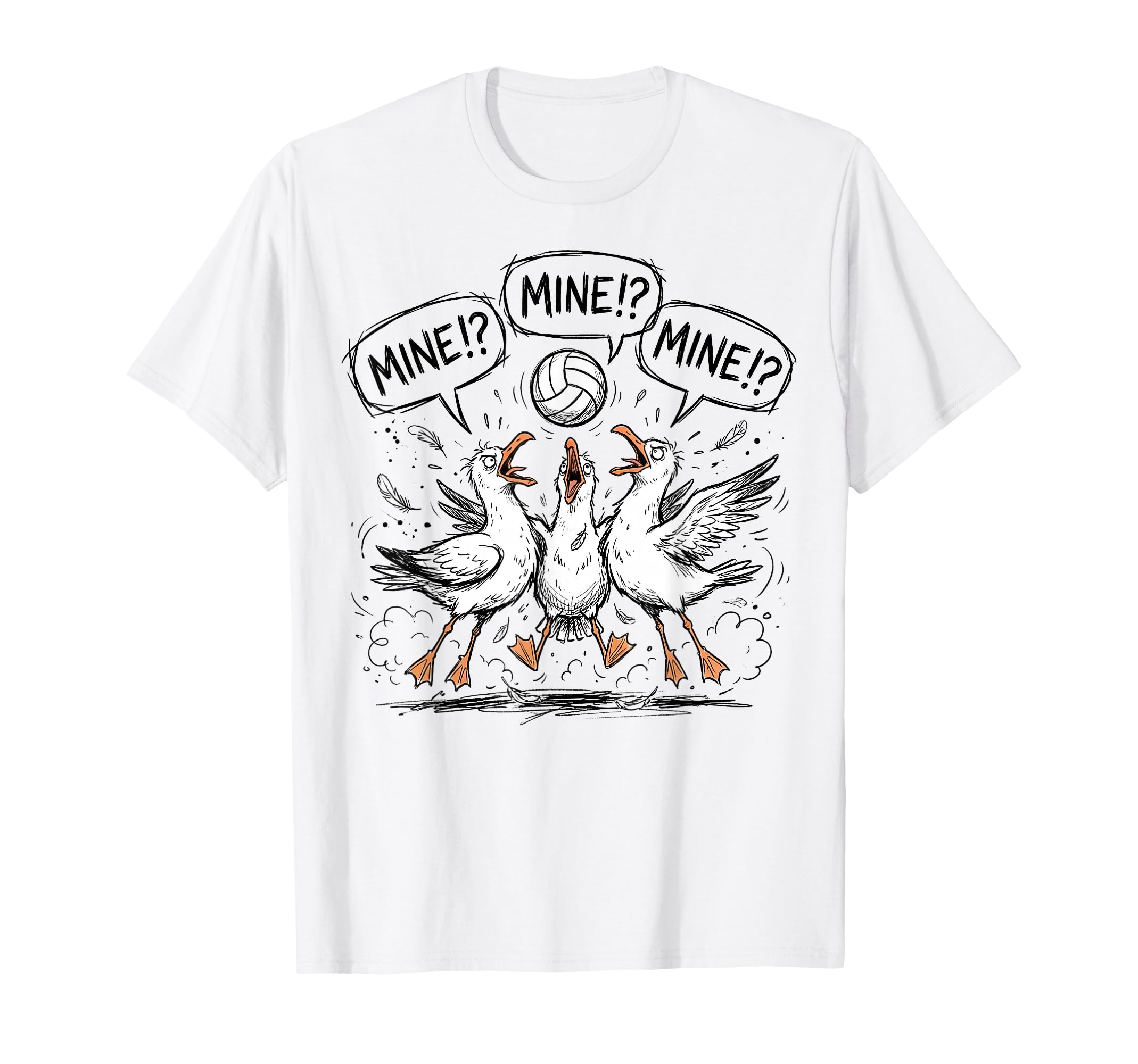 Funny Bird Playing Volleyball Mine T-Shirt - Custom Art Print Men Women - T-Shirt, Sweatshirt, Hoodie