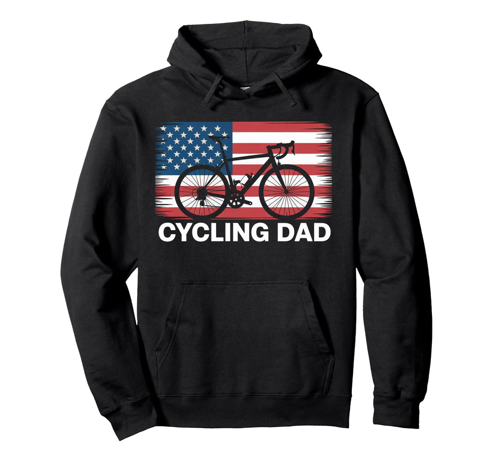 Cycling Dad American Flag Road Bike Hoodie - Minimalist Print for Adults - T-Shirt, Sweatshirt, Hoodie