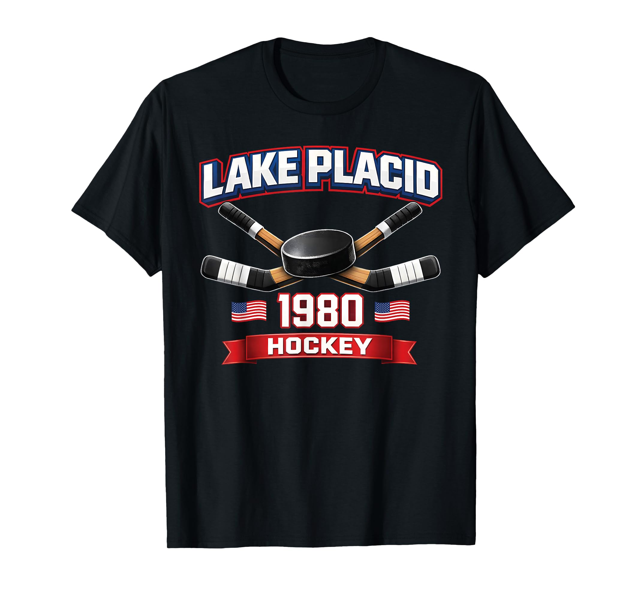 Lake Placid 1980 Hockey Usa Puck New T-Shirt - Unique Graphic for Adults - T-Shirt, Sweatshirt, Hoodie