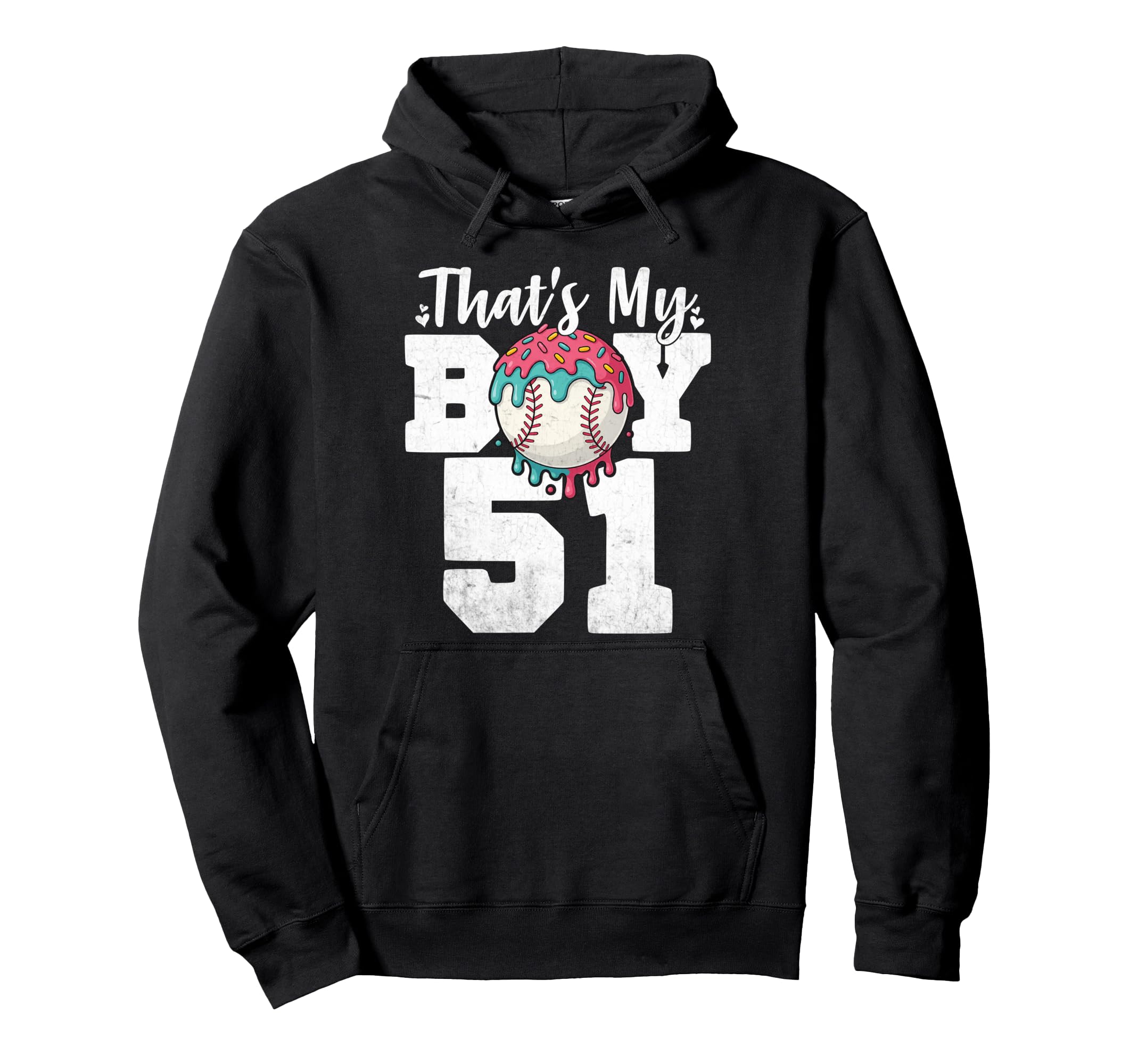 Thats My Baseball 51 Number Mom Dad 51 Hoodie - Graphic Print for Adults - T-Shirt, Sweatshirt, Hoodie