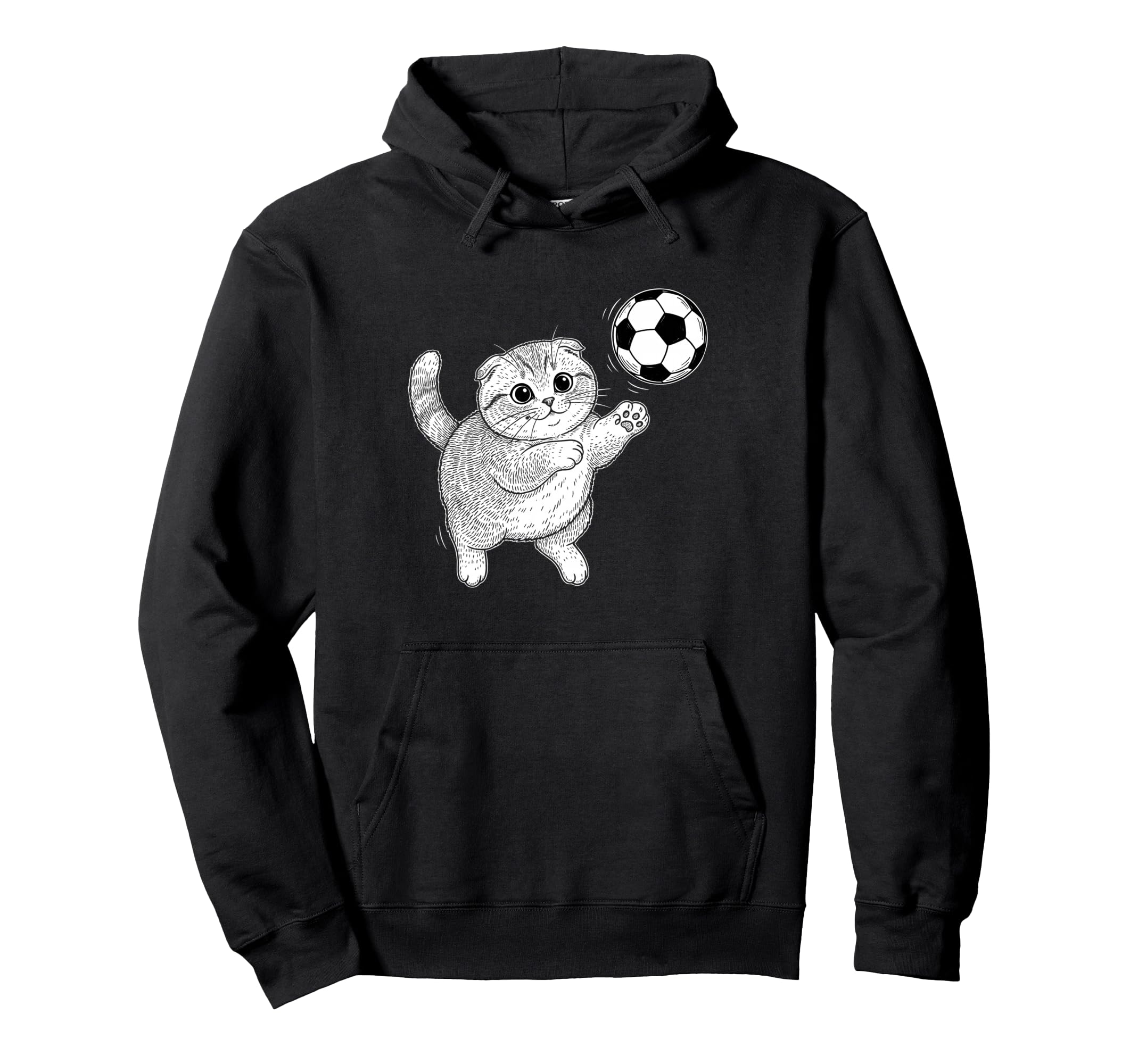 Soccer Kitten Playing Ball Funny Cat Hoodie - Minimalist Print Unisex - T-Shirt, Sweatshirt, Hoodie