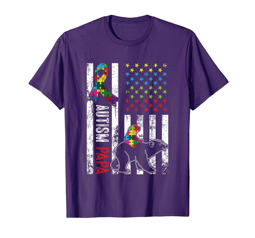 Distressed American Flag Autism Papa T-Shirt - Trendy Graphic for Adults - T-Shirt, Sweatshirt, Hoodie