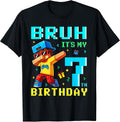 Bruh It's My 7th Birthday Gamer Pixel Brick 7 Years - Adult & Kids T-Shirts, Sweatshirts & Hoodies apparel design preview 1