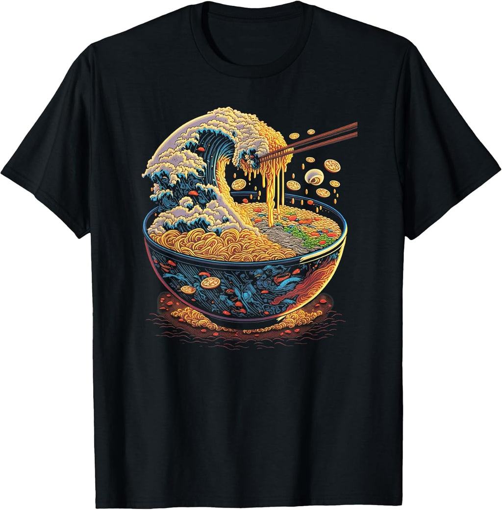 Japanese Kanagawa Wave Ramen Graphic Retro Anime - Adult & Kids T-Shirts, Sweatshirts & Hoodies apparel design preview 1