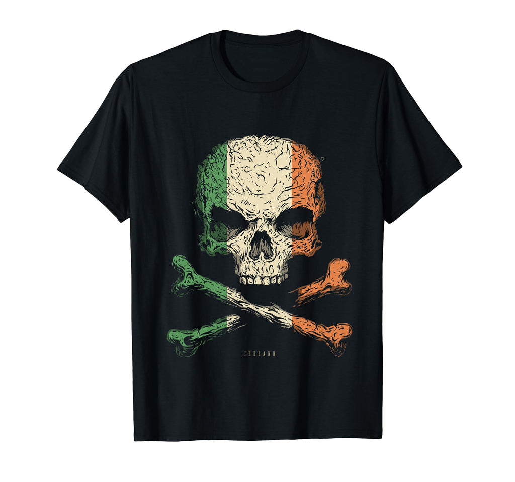 Skull Crossbones Ireland Flag T-Shirt - Fun Novelty Design Men Women - T-Shirt, Sweatshirt, Hoodie