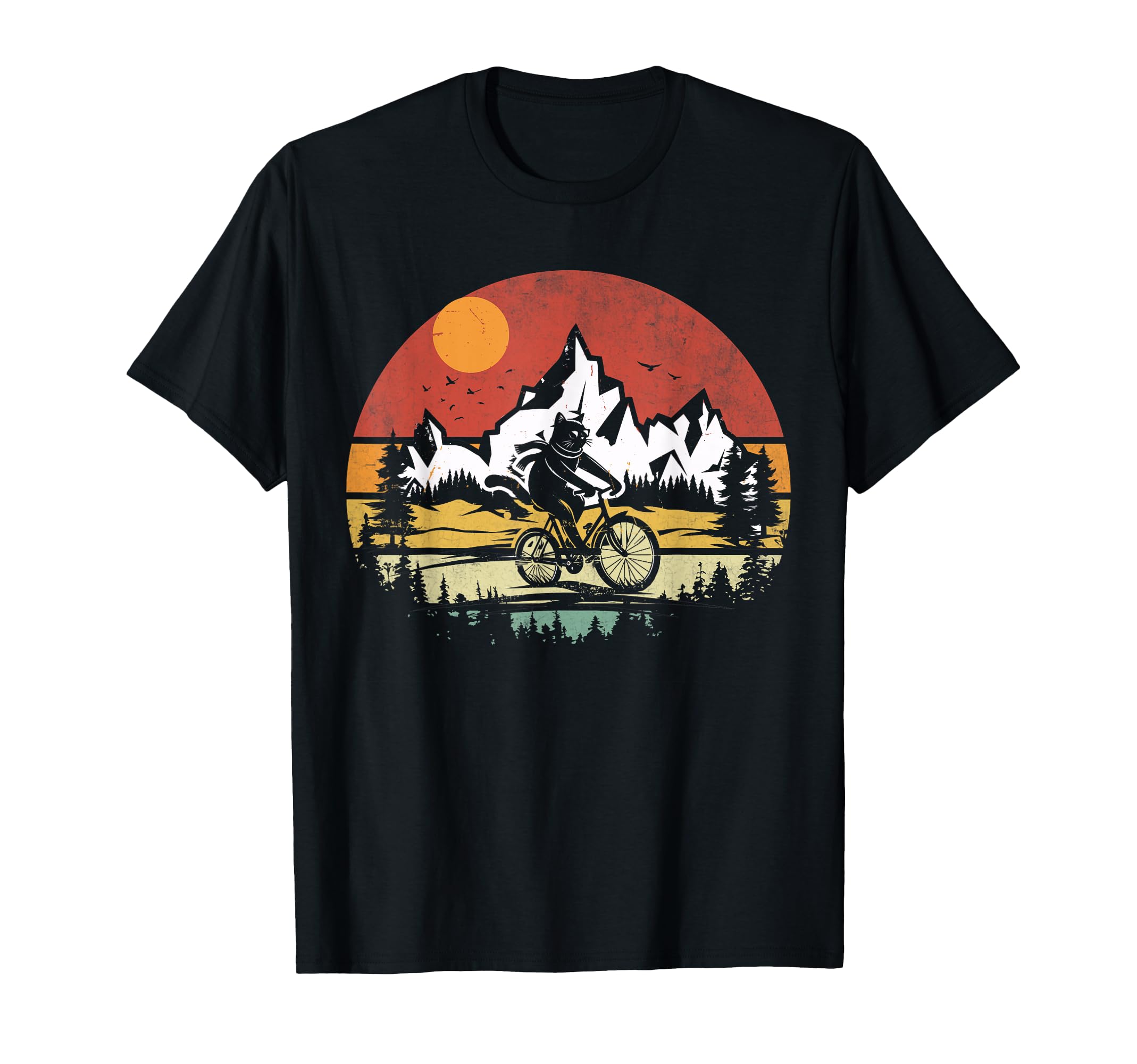 Funny Cat Riding Bicycle Mountain Biking T-Shirt - Graphic Print Men Women - T-Shirt, Sweatshirt, Hoodie