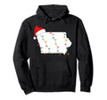Iowa Map Santa Hat Lights Hoodie - Casual Everyday Wear Men Women - T-Shirt, Sweatshirt, Hoodie