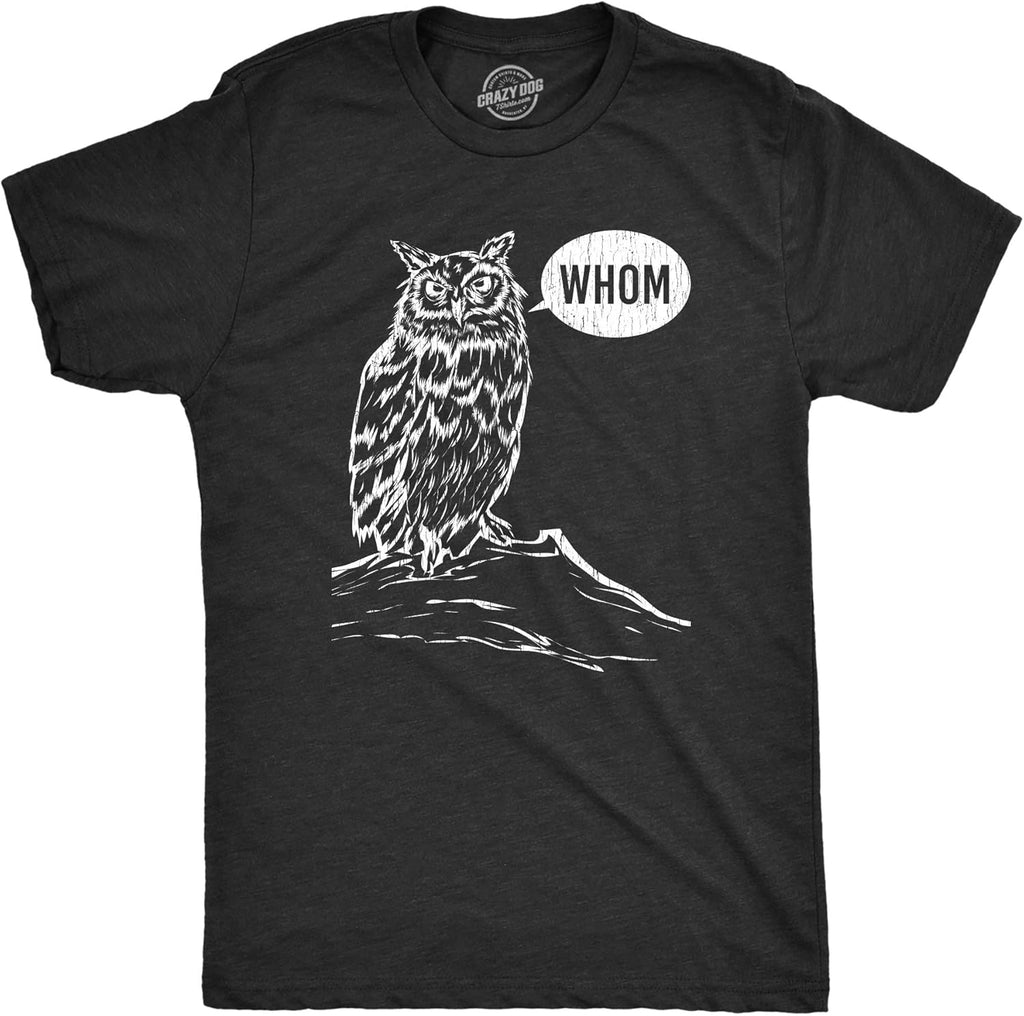 Mens Whom Owl Funny Grammar Nerd Sarcastic Graphic - Adult & Kids T-Shirts, Sweatshirts & Hoodies apparel design preview 1