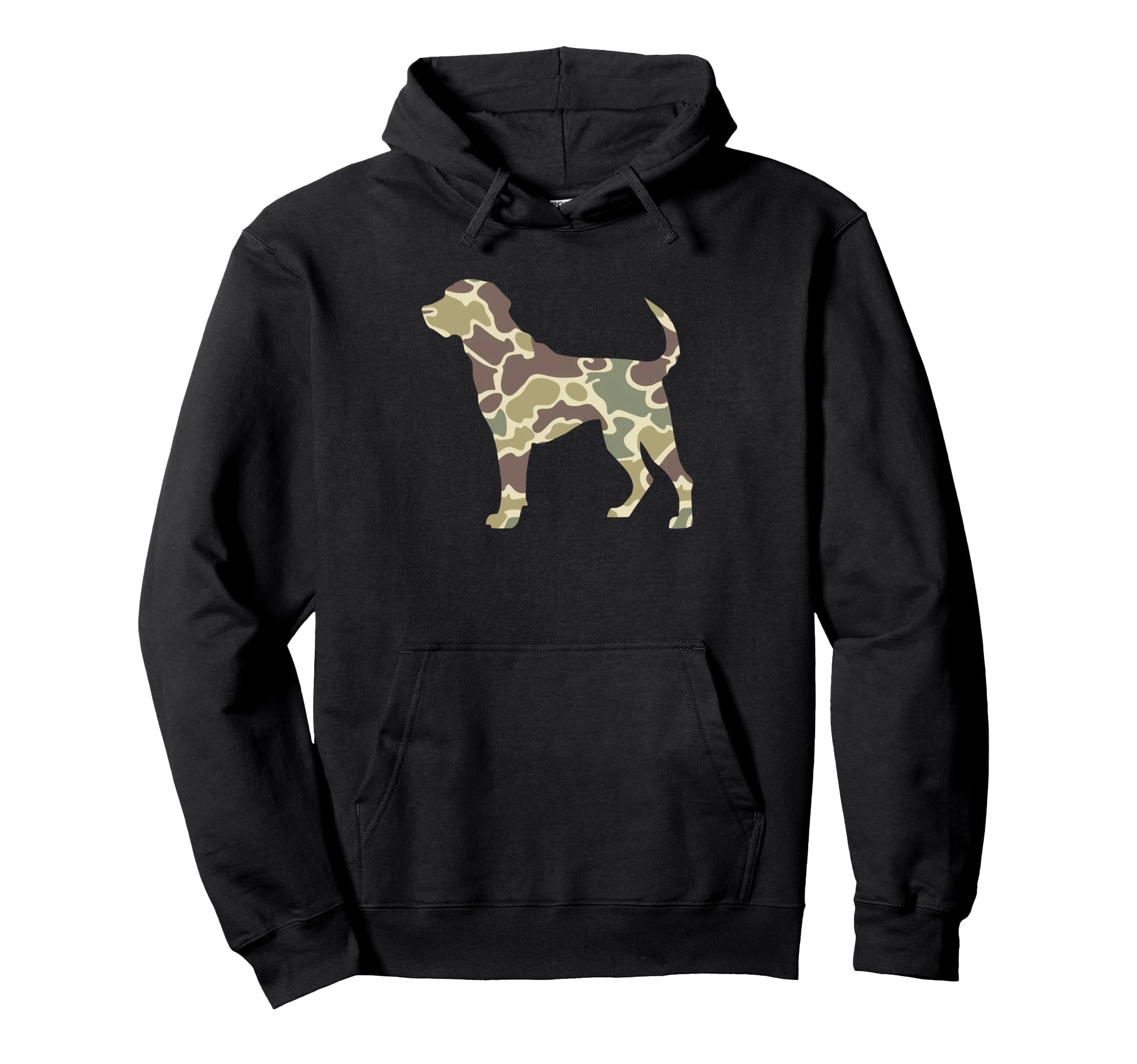 Old School Camo Hunting Dog Hoodie - Aesthetic Graphic Men Women - T-Shirt, Sweatshirt, Hoodie