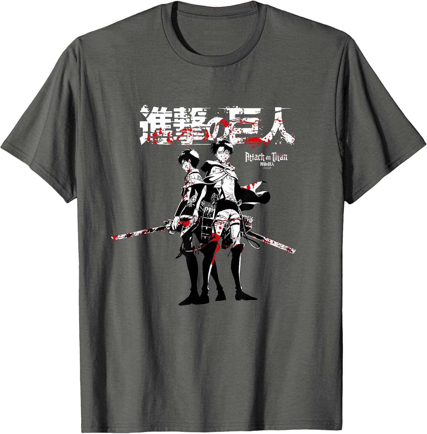 Levi and Eren Sword Blood Splatter AOT Anime - Adult & Kids T-Shirts, Sweatshirts & Hoodies apparel design preview 1