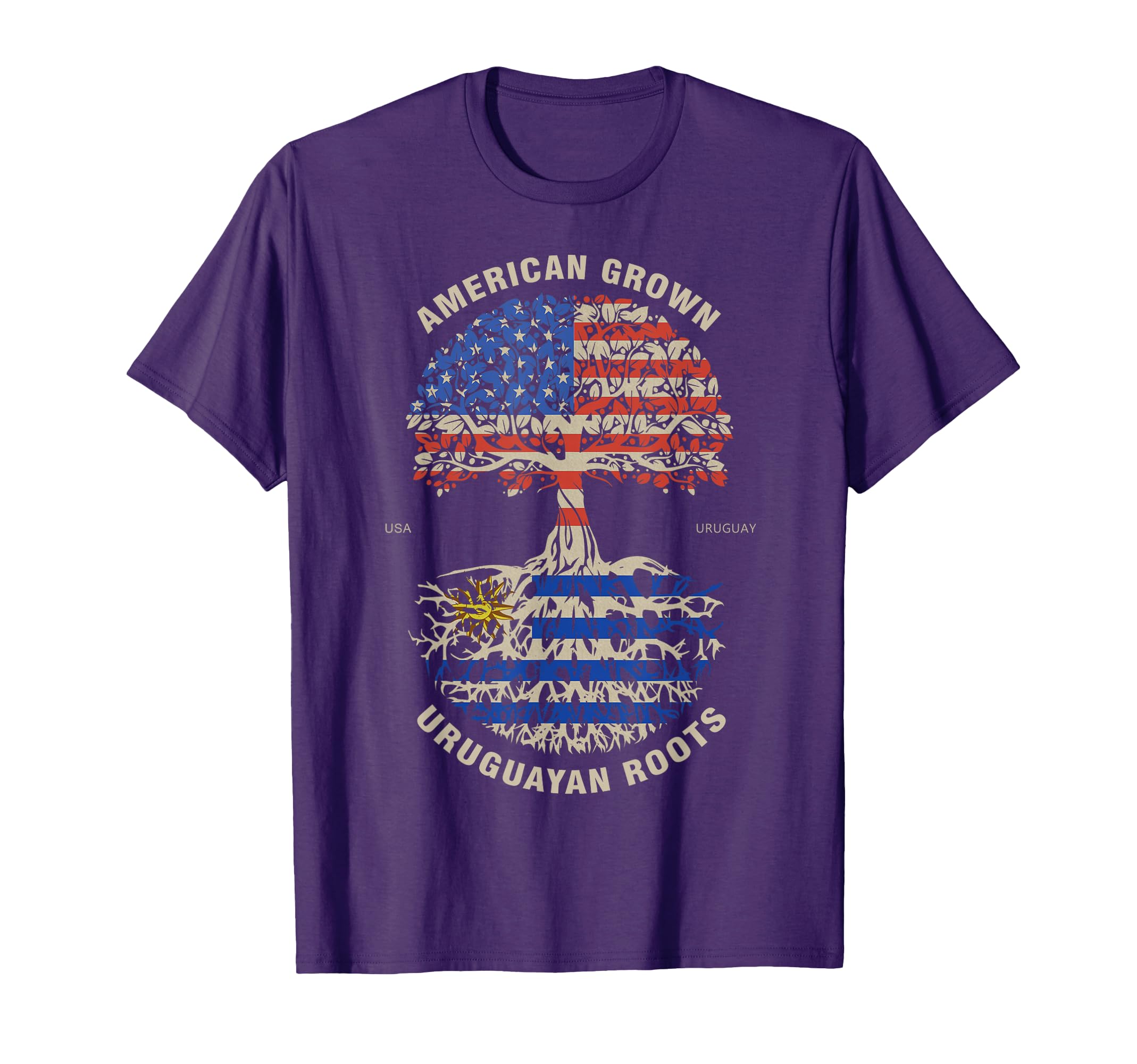Uruguayan Flag Uruguayan Roots T-Shirt - Custom Art Print Men Women - T-Shirt, Sweatshirt, Hoodie
