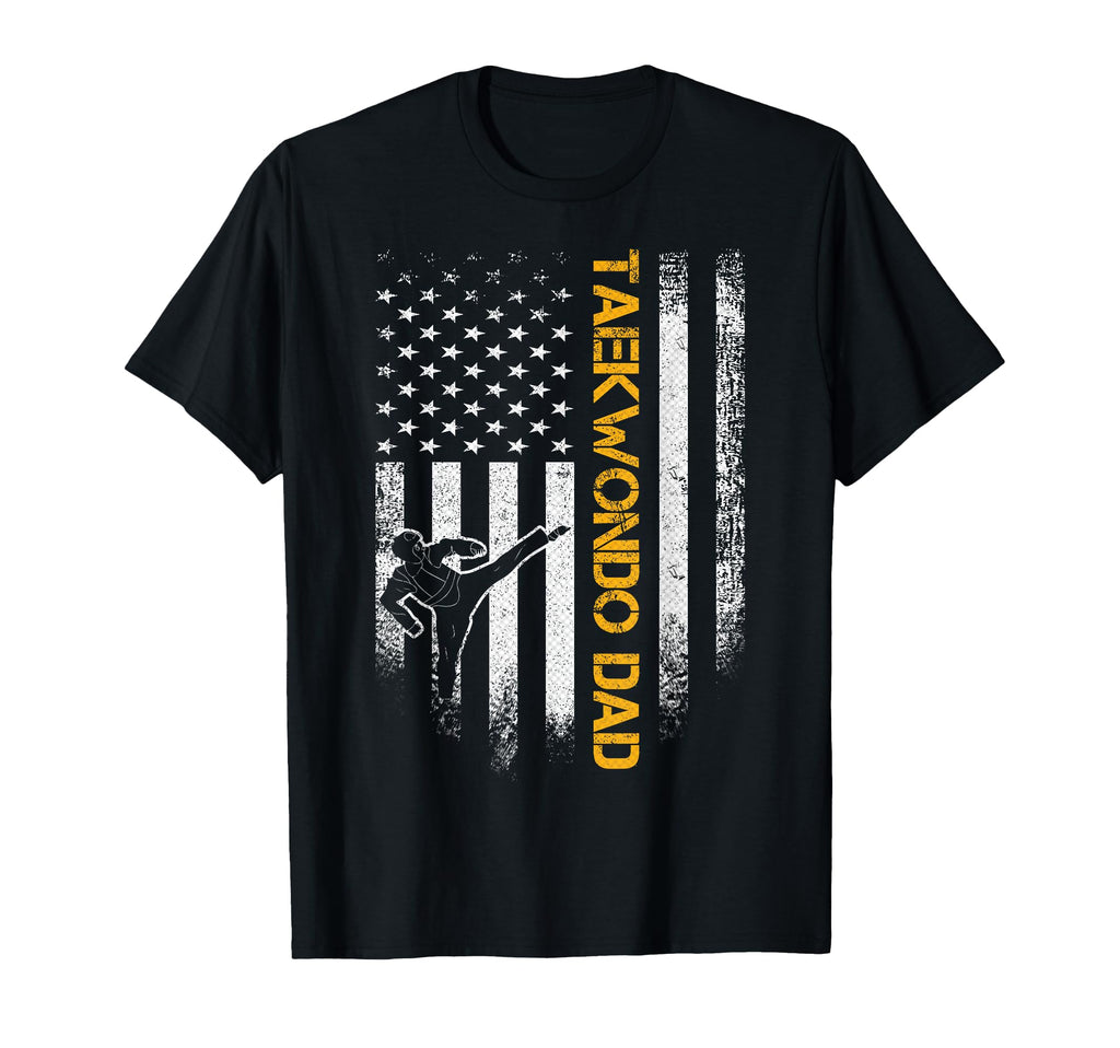 Usa Flag Korea Taekwondo Training Dad T-Shirt - Graphic Print Unisex - T-Shirt, Sweatshirt, Hoodie