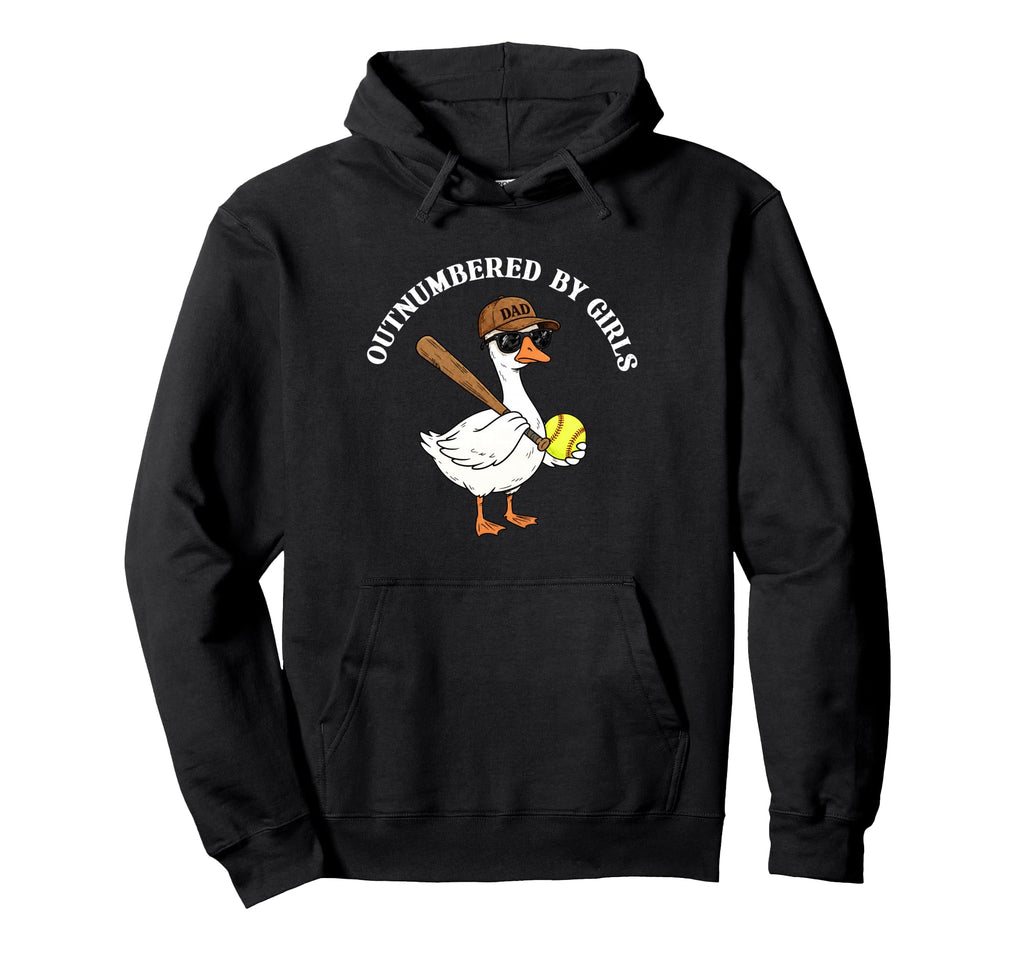 Outnumbered Goose Dad Funny Softball Hoodie - Aesthetic Graphic Unisex - T-Shirt, Sweatshirt, Hoodie