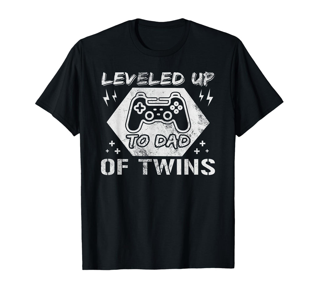 Leveled Up To Dad Twins Video Gamer T-Shirt - Novelty Apparel Men Women - T-Shirt, Sweatshirt, Hoodie