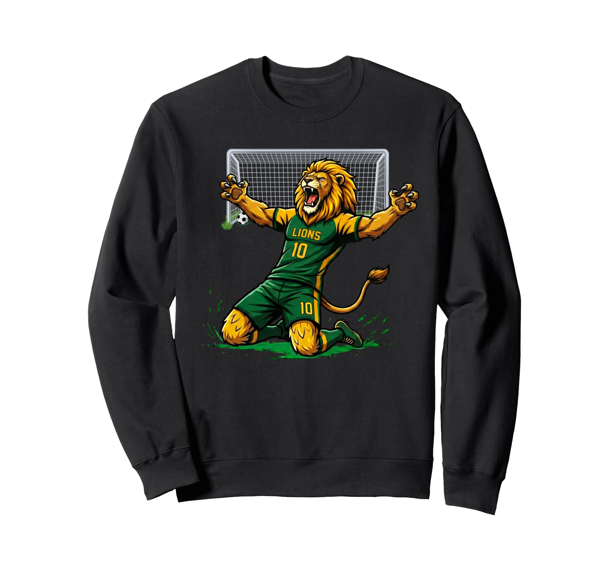 Lion Soccer Player Score Goal Sweatshirt - Casual Everyday Wear Men Women - T-Shirt, Sweatshirt, Hoodie
