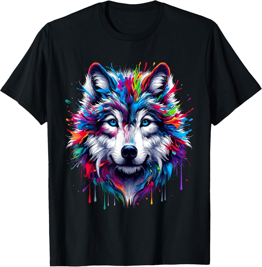 Wolf Splash Art Animal Lover - Adult & Kids T-Shirts, Sweatshirts & Hoodies apparel design preview 1