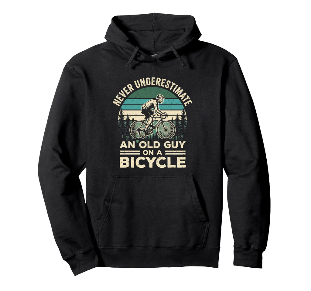 Old Guy Bicycle Sunset Cycling Gift Hoodie - Novelty Apparel Unisex - T-Shirt, Sweatshirt, Hoodie