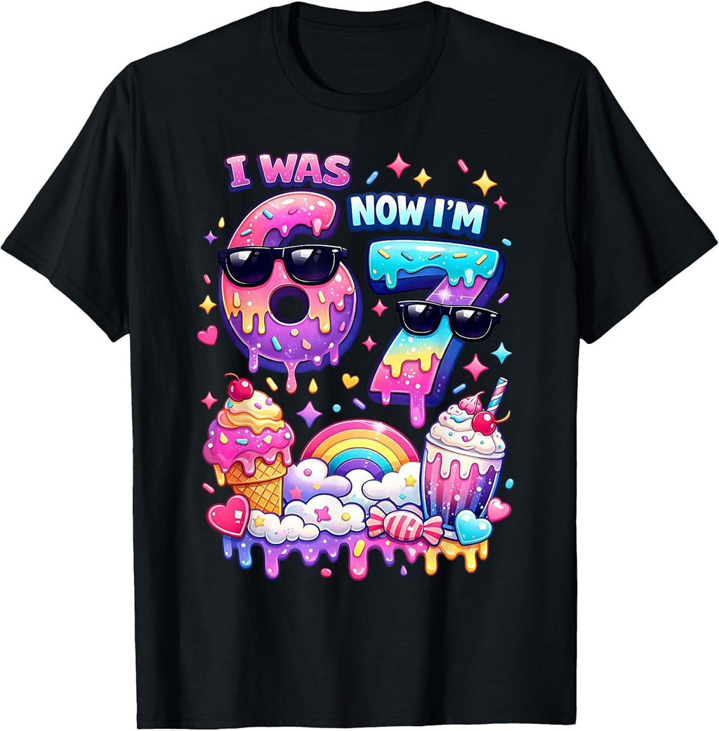 I was 6 Now I'm 7 Ice Cream Dripping 67 Meme Kids - Adult & Kids T-Shirts, Sweatshirts & Hoodies apparel design preview 1