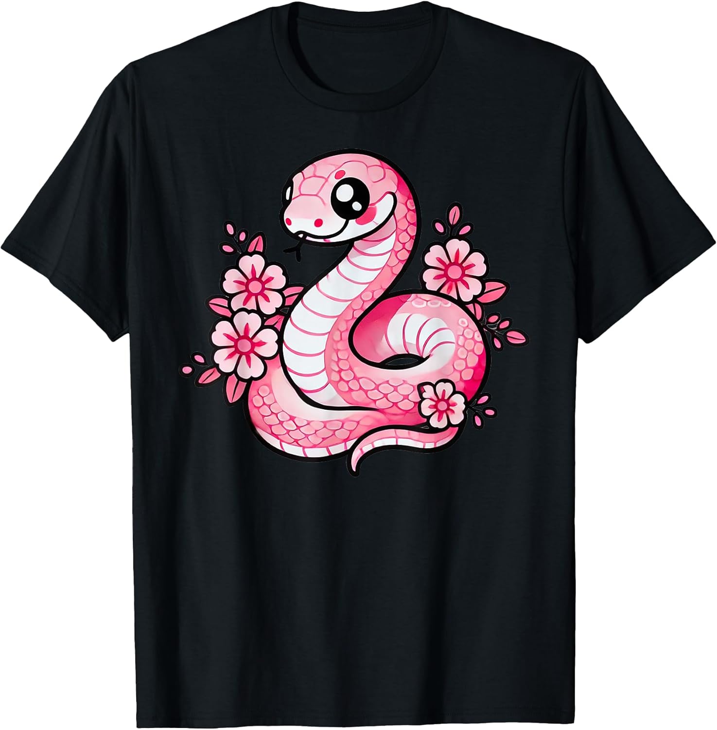 Kawaii Pink Snake and Flowers Year of Girls - Adult & Kids T-Shirts, Sweatshirts & Hoodies apparel design preview 1