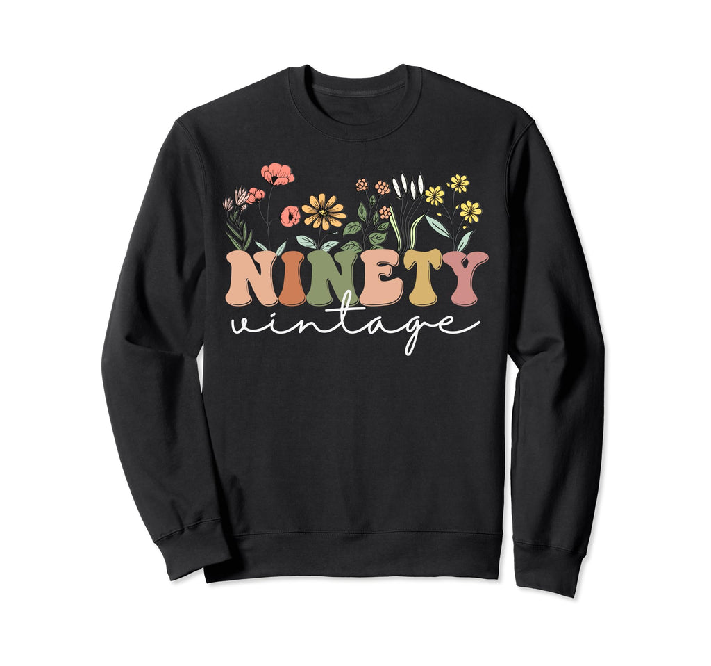 90 Years Old 90Th Birthday Wildflower Sweatshirt - Minimalist Print Unisex - T-Shirt, Sweatshirt, Hoodie