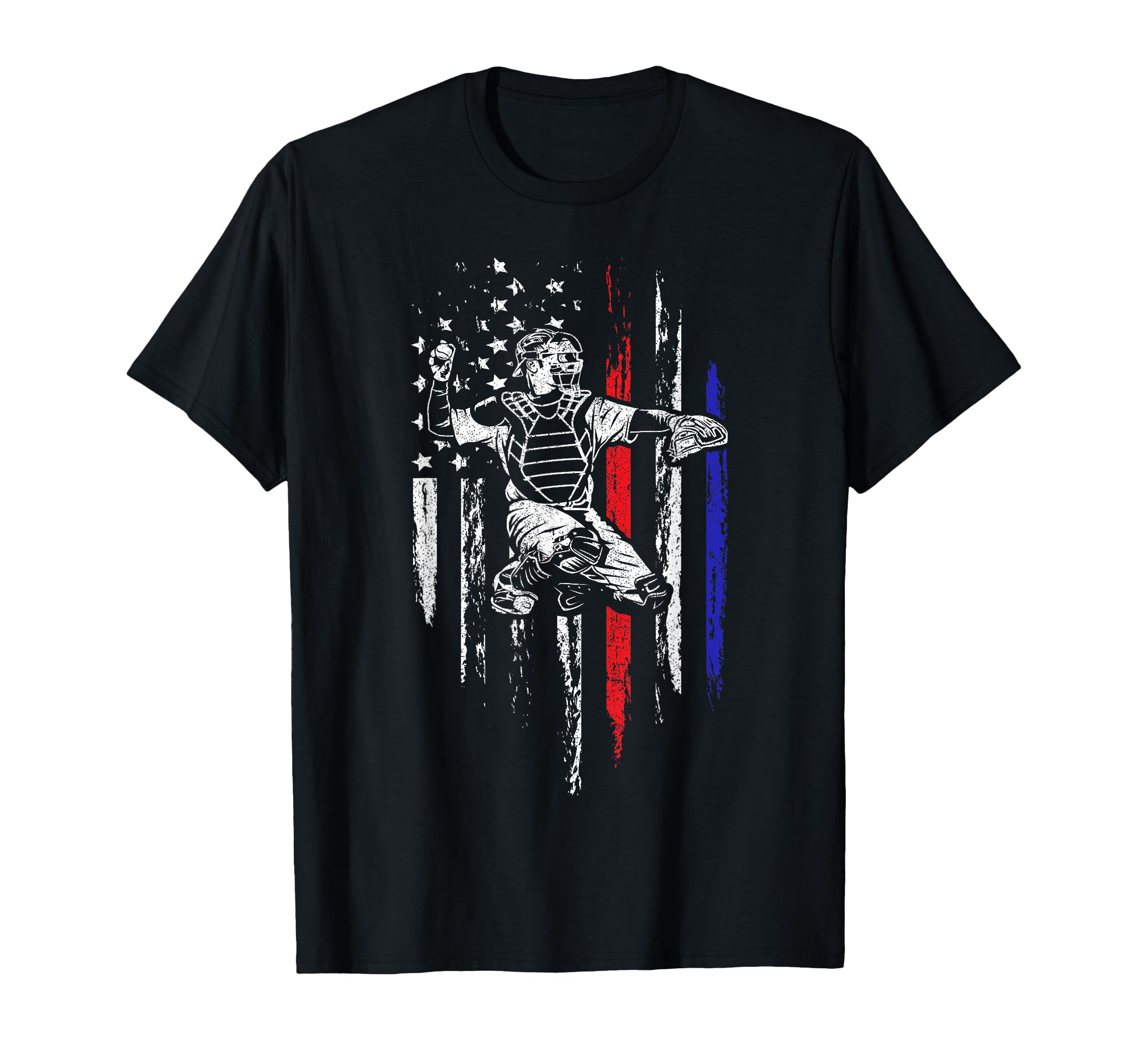 Baseball American Flag Patriotic T-Shirt - Custom Art Print Men Women - T-Shirt, Sweatshirt, Hoodie