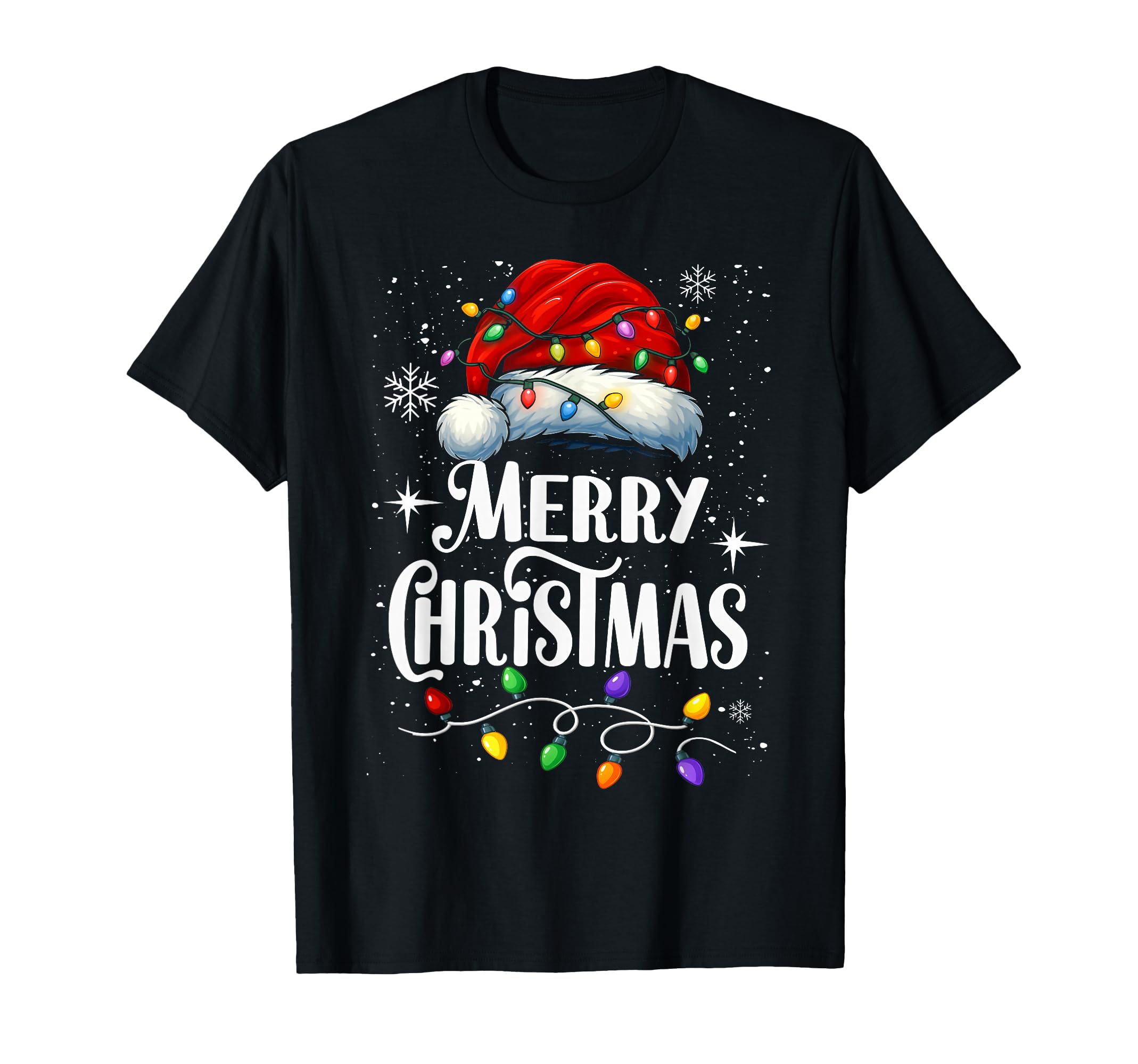 Merry Lights Santa Hat Family T-Shirt - Novelty Apparel for Adults - T-Shirt, Sweatshirt, Hoodie