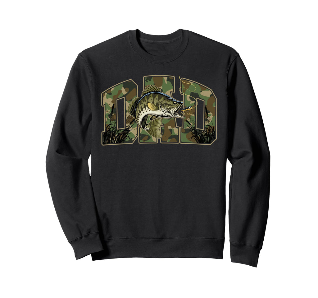 Fishing Dad Camo Funny Fathers Sweatshirt - Casual Everyday Wear Men Women - T-Shirt, Sweatshirt, Hoodie