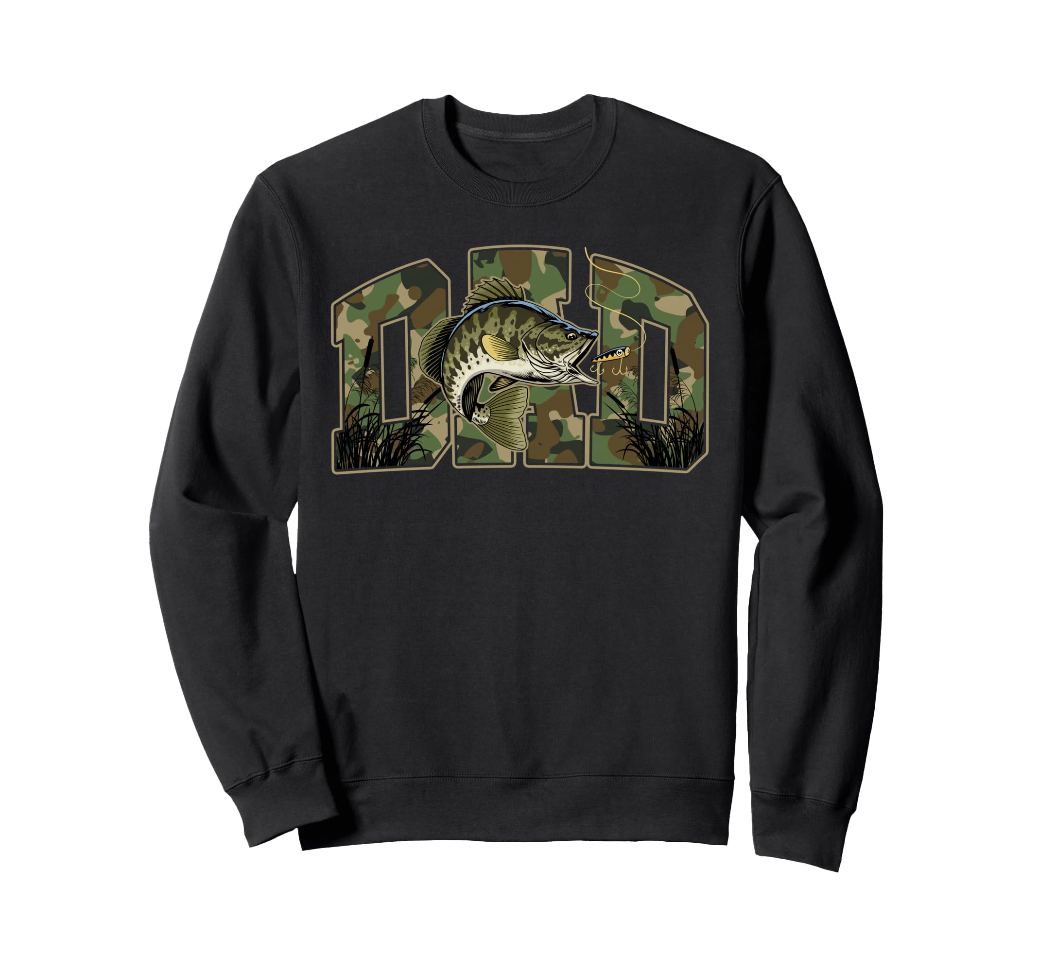 Fishing Dad Camo Funny Fathers Sweatshirt - Casual Everyday Wear Men Women - T-Shirt, Sweatshirt, Hoodie