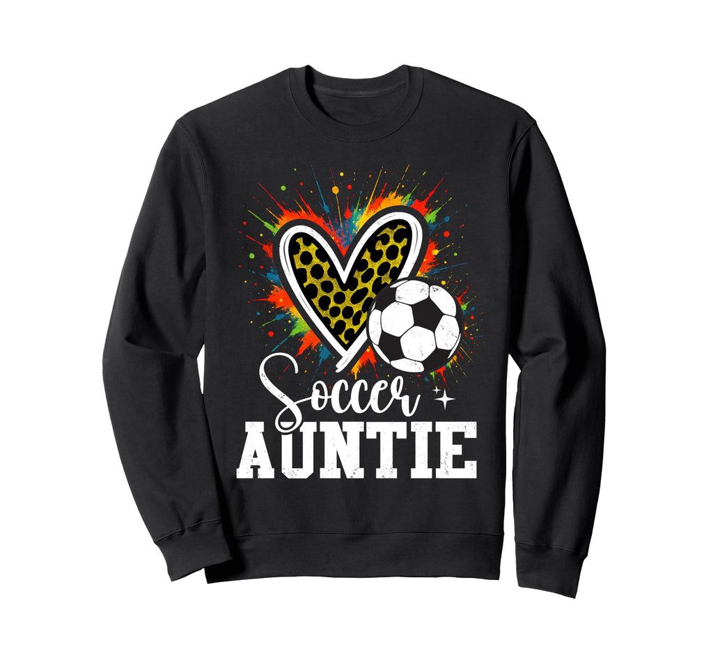 Soccer Auntie Leopard Heart Sweatshirt - Custom Art Print for Adults - T-Shirt, Sweatshirt, Hoodie