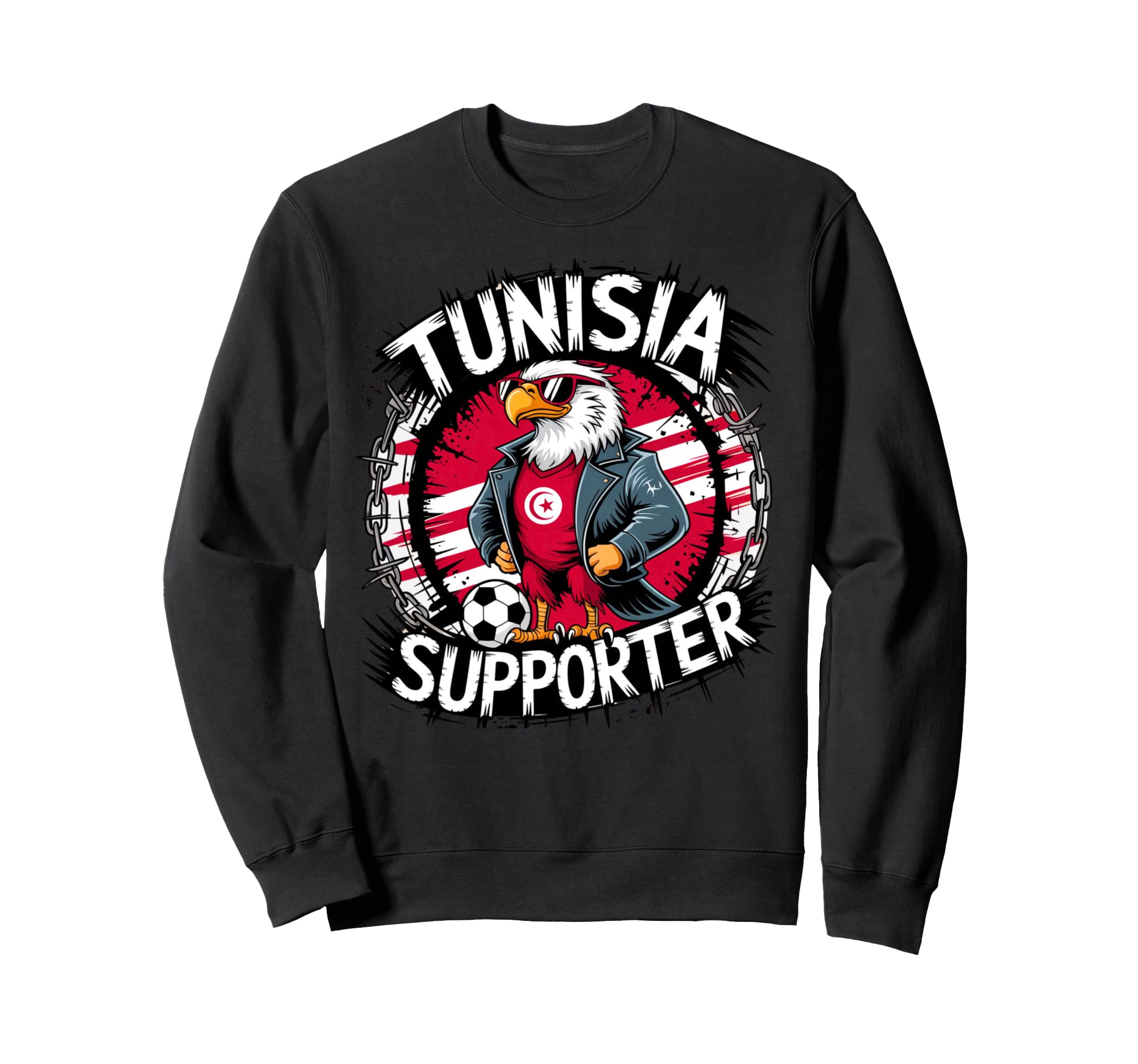 Tunisian Flag Football Fans Sweatshirt - Unique Graphic for Adults - T-Shirt, Sweatshirt, Hoodie