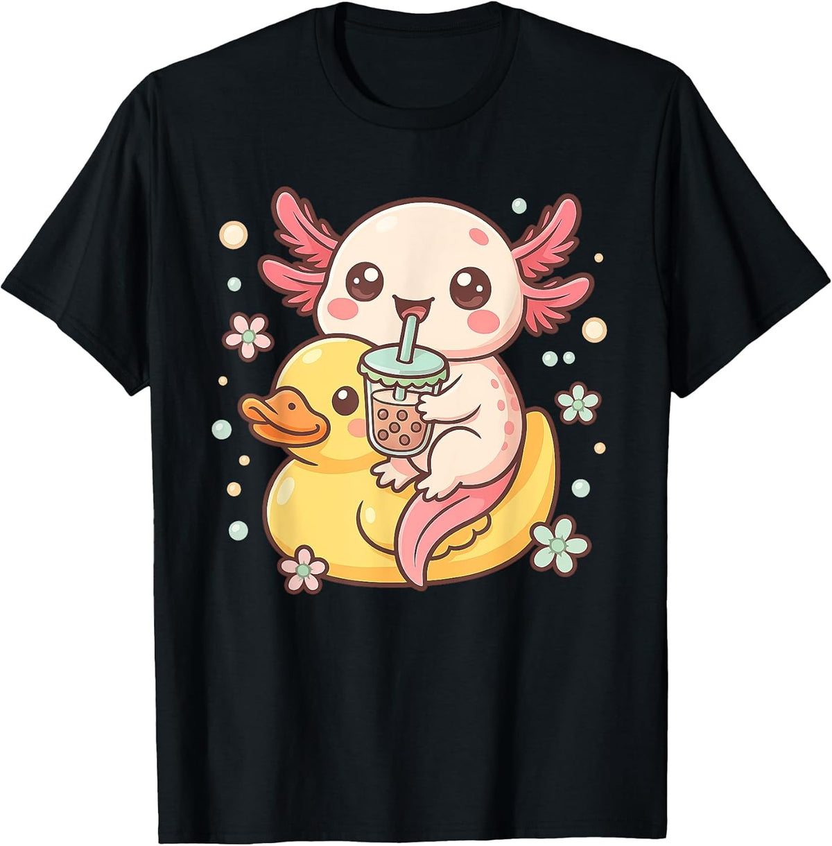 Cute Axolotl Drinking Boba Kawaii Duck Lover - Adult & Kids T-Shirts, Sweatshirts & Hoodies apparel design preview 1