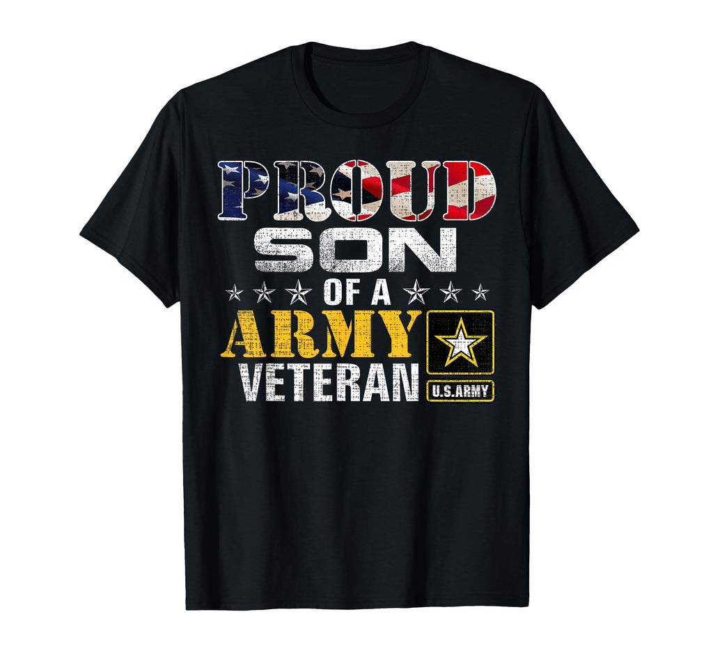 Proud Son Army Veteran American Flag T-Shirt - Aesthetic Graphic Men Women - T-Shirt, Sweatshirt, Hoodie