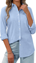 Womens Button Down Linen Up for Women Summer Collared - Adult & Kids T-Shirts, Sweatshirts & Hoodies apparel design preview 1