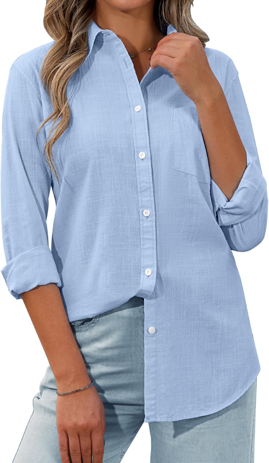 Womens Button Down Linen Up for Women Summer Collared - Adult & Kids T-Shirts, Sweatshirts & Hoodies apparel design preview 1