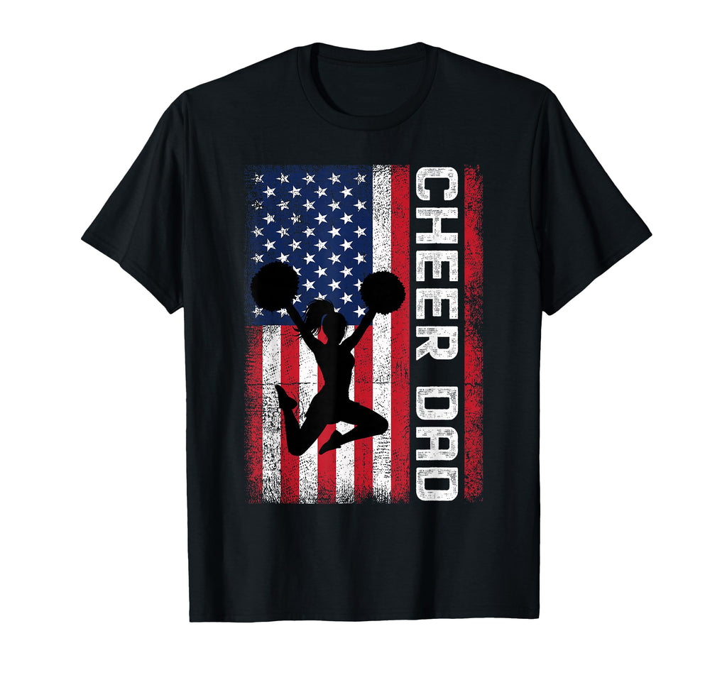 Cheer Dad American Flag Cheerleader T-Shirt - Aesthetic Graphic for Adults - T-Shirt, Sweatshirt, Hoodie
